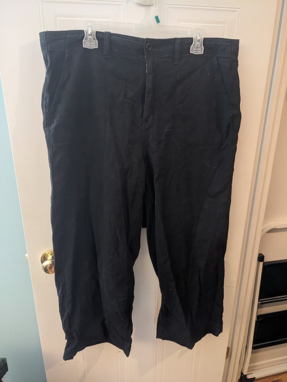 torrid Black Cropped Wide Leg Denim With Ribbon At The Back